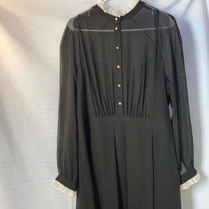 NWOT Ann Kline black dress with lace details.